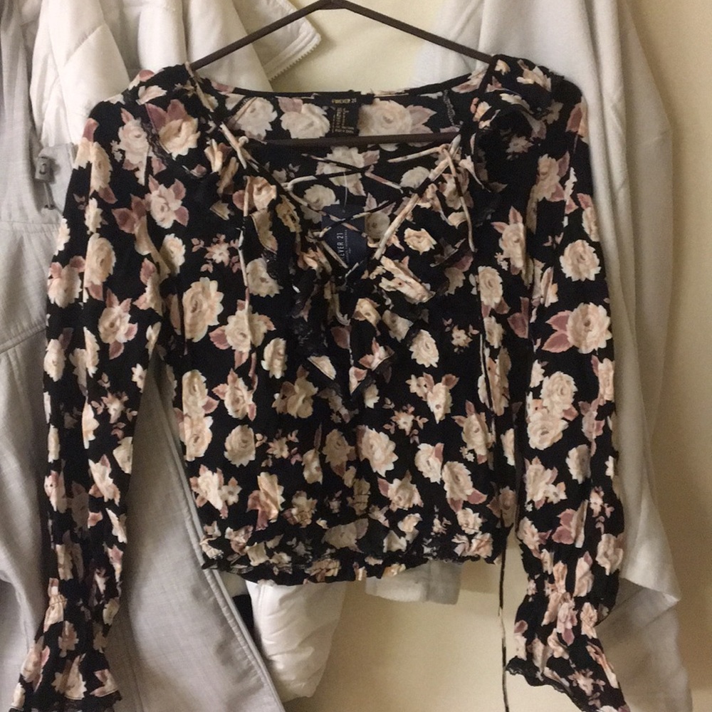 floral tie up shirt